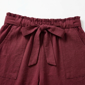 Shorts décontractés taille haute pour femmes avec ceinture élastique, poches latérales et design à nouer sur le devant – Confortables pour l'été, idéaux pour les commandes en gros - Product Image 5