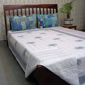 Indian Cotton Kantha Twin Size Quilt <b>Throw</b> 150x220 cm Hand Block Printed Hand Embroidered Handmade Bedspread Bohemian Decor Bulk - Product Image 6