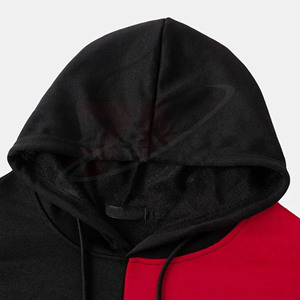 Sudadera con Capucha Personalizada Roja y Negra, Poliéster y Algodón 300g, Sudadera con Capucha para Hombre, Ropa Casual Urbana, Sudadera con Bloques de Color, Venta al Por Mayor - Product Image 3
