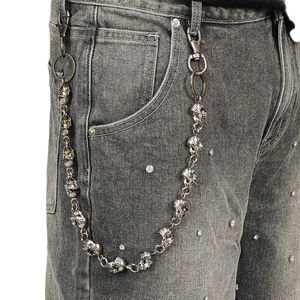 Shorts Bermuda en jean délavé pour homme, taille mi-haute, avec rivets décoratifs, style urbain, en coton tissé, fermeture boutonnée - Product Image 6