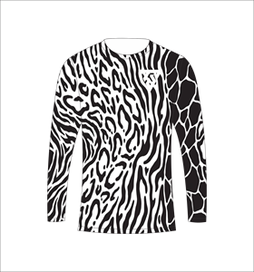 Camiseta de manga larga para hombre, personalizada, sublimada, con estampado animal en blanco y negro, para caza, pesca, deportes atléticos y entrenamiento. - Product Image 4