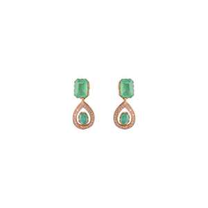 Pendientes Majestic Gajaah de plata de ley 925 con piedras preciosas de esmeralda verde real para mujer, conjunto para regalo de boda o fiesta. - Product Image 2