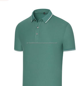 เสื้อโปโลแขนสั้นสีกลางสำหรับผู้ชายเสื้อทำงานลำลองถักนิตติ้ง - Product Image 1