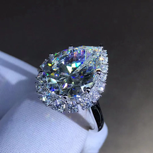 Anillo de Diamante Cultivado en Laboratorio con Corte Pera de 4.30 Quilates, Oro Blanco de 14K, Joyería Clásica para Compromiso y Boda, Original - Product Image 6