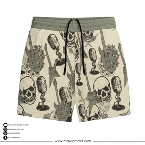 Mawra Men's Quick Dry Printed Beach Shorts With Skull And Guitar Pattern Regular Fit Polyester Swim Trunks For Summer <b>Outdoor</b> - Product Image 3