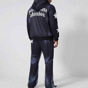 Men's <b>Hooded</b> <b>Zip</b>-Up Sweatshirt Set Regular Fit Printed Stars Pattern Breathable Polyester Hip Hop Style Autumn Wear - Product Image 2