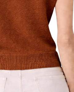 Suéter de Punto sin Mangas para Mujer, Color Naranja Óxido, Personalizado, con Bordado Floral, Cuello Redondo, Suave, Ligero, Informal, Chaleco de Verano, Top Elegante - Product Image 5