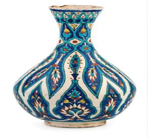 Elegante jarrón con motivo de tulipanes azul cielo, con un cuello delgado y arte tradicional, disponible a precios de mayorista. - Product Image 5