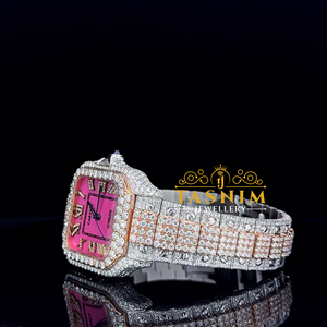 Reloj de Lujo Deportivo para Hombre, Caja Cuadrada de Acero Inoxidable con Diamantes, Cuarzo ETA de 41 mm, Cristal Analógico, Visualización de Números Romanos, Botón de Presión - Product Image 3