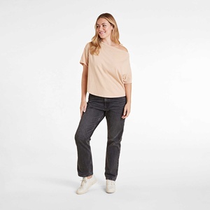 T-shirt uni décontracté à la mode pour femmes Maillot respirant écologique avec haut Streetwear à épaules dénudées imprimé lettre pour l'été - Product Image 6