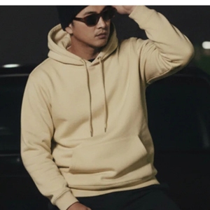 Sudadera con capucha de forro polar para hombre, estilo vintage, extragrande, con patrón liso, cuello con capucha, 420 g/m², con relieve, antiencogimiento, ideal para primavera. - Product Image 4