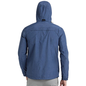 Veste imperméable coupe-vent à capuche bleue pour homme, veste décontractée pour l'extérieur, légère, en polyester et nylon, fermeture éclair, pour l'automne - Product Image 3