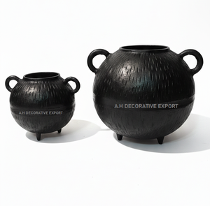 Macetero Moderno de Metal Negro Mate con Asas - Elegante Florero Decorativo Ecológico para Bodas, Diseño Interior Minimalista y Uso en Oficina - Product Image 4