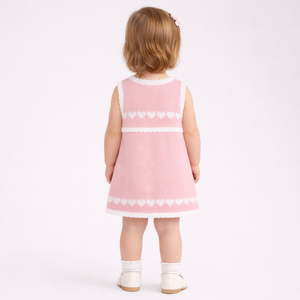 Vestidos de Suéter Tejido sin Mangas de Algodón y Cachemira Rosa para Bebés y Niñas Pequeñas, Diseño OEM - Product Image 3