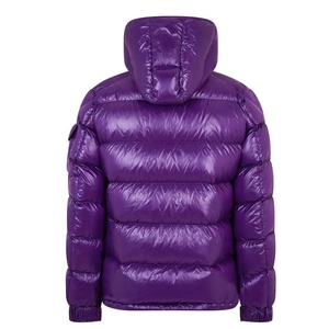 2024 Custom Logo <b>Zip</b>-<b>up</b> Men's Winter Puffer <b>Jacket</b> Nylon Canvas Breathable and Windproof with Hood Solid Color Plus Size - Product Image 3