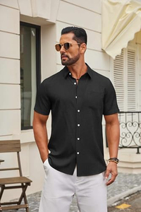 Chemise Homme Imprimée Fraîche à Manches Courtes, Motif Floral Tropical, Décontractée, Boutonnée, Couleurs Vives, Idéale Plage et Été - Product Image 5
