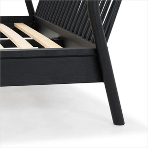 Solid Teak King <b>Bed</b> <b>Frame</b> with Wooden Slat Foundation Straight Panel Headboard and Reinforced Side Rails - Product Image 4