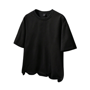 <b>Mens</b> <b>Black</b> Embroidered T-<b>Shirt</b> <b>Short</b> <b>Sleeve</b> O-Neck Streetwear Casual Tee Back Embroidery Blank 250g Oversized Wholesale Apparel - Product Image 1