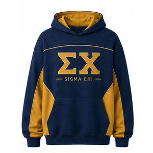 Sweat à capuche en molleton bleu or Sigma Chi 1855 pour homme, décontracté, avec poches, coupe classique, streetwear d'automne - Product Image 5