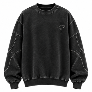 Sudadera Minimalista de Felpa Sólida, Transpirable y Ecológica, con Bolsillo, Corte Regular, Cuello Redondo, Unisex, Negra, Tejida, para Invierno - Product Image 2