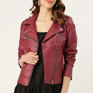 High Demand Trendy Outfit Women Leather Jacket <b>Waterproof</b> Front <b>Zipper</b> Style Full Sleeves Women Leather Jacket - Product Image 1