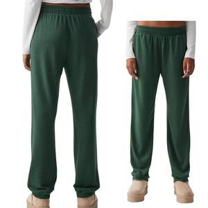 Pantalon de jogging molletonné mi-taille pour femme avec dentelle, coupe décontractée, taille élastique, idéal pour l'hiver, service OEM - Product Image 1
