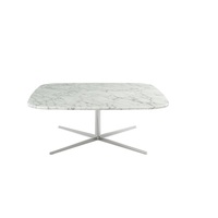 Table basse contemporaine en métal noir avec plateau en marbre, style moderne et minimaliste, durable, pièce maîtresse pour salon, mobilier tendance, décoration d'intérieur