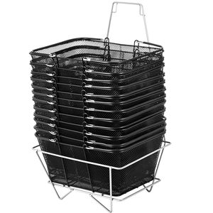 12 pezzi di metallo nero portatile del cestino della spesa con le maniglie per i supermercati negozi al dettaglio della spesa - Product Image 1