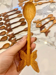 Wooden Butterfly <b>Spoon</b> OEM Supplier Vietnam Natural Wood Material For Cooking <b>Serving</b> Kitchen Tool Engraved Logo Supply - Product Image 6
