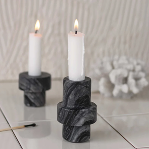 Porte-bougie en marbre, décoration en pierre naturelle, porte-bougie en marbre pour la décoration de la maison, cadeau, vente en gros personnalisée - Product Image 2