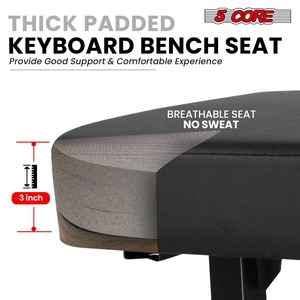 5 Core Keyboard <b>Bench</b> 3" Padded <b>Cushioned</b> Piano Stool Height Adjustable Guitar Seat Folding Portable - Product Image 2