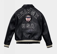 Giacca Varsity Icon Edizione USA Avirex per Uomo in Vera Pelle di Pecora Antivento con Fodera in Seta Nera