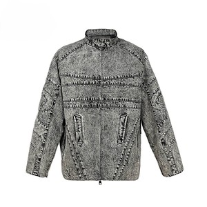 Veste en jean surdimensionnée pour homme, 100% coton, logo personnalisé, marque privée pour les magasins de vêtements vintage - Product Image 3