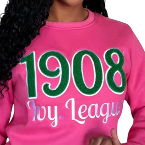 Sudadera Unisex de Invierno de Felpa para la Liga Ivy, Color Rosa, Suave, de Algodón Premium, con Bordado de Hermandad Griega, Cuello Redondo - Product Image 2