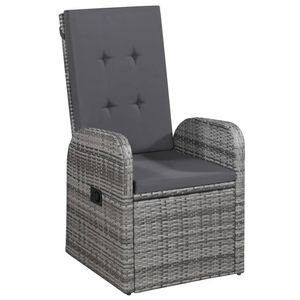 Juego de comedor de patio de 5 piezas gris con cojines para ocio en el jardín - Product Image 4