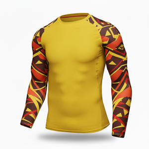 Cheapest Customized <b>Men</b> Crew Neck Long Sleeve BJJ MMA Jiu Jitsu <b>Compression</b> <b>Shirt</b> Rashguard Sublimation printed Rash Guard - Product Image 6
