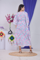 Robe longue kaftan à imprimé floral pour femme, coupe ample, col en V, manches chauve-souris, en coton et fibre de bambou, style bohème, décontractée pour l'été