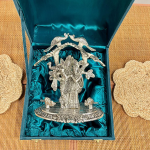 Escultura de Radha Krishna en Aluminio Hecha a Mano, Modelo Dhatukala 008, con Pájaros y Árbol en Caja de Terciopelo - Juego de Regalo de Decoración de Lujo para el Hogar - Product Image 2
