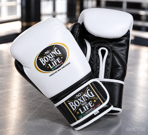 นวมชกมวยหนังแท้ No Boxing No Life ขนาด 08 ออนซ์ 24 ออนซ์ แบบผูกเชือก อุปกรณ์ฝึกซ้อม สีและโลโก้ปรับแต่งได้ ระบายอากาศได้ดี คุณภาพสูงสุด - Product Image 4