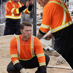 เสื้อผ้าทำงานแบบกำหนดเอง ออกแบบเองได้ แขนยาว เสื้อกันหนาวสะท้อนแสงแบบ Hi-Vis เพื่อความปลอดภัย - Product Image 4
