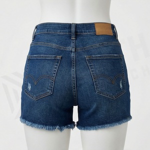 Hole Tassel Womens <b>Denim</b> Shorts <b>Stretch</b> Slim Fit Summer Casual Streetwear Fashionable Apparel Stylish Trendy Outfit Item - Product Image 2