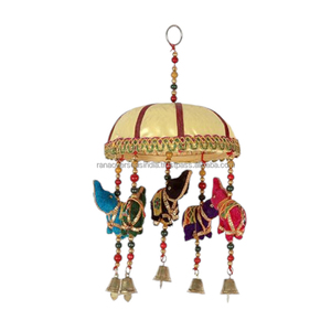 Nouveau 2024 balcon entrée et fenêtre décorative tenture murale éléphant carillon éolien avec cloche et perles à bas taux - Product Image 3