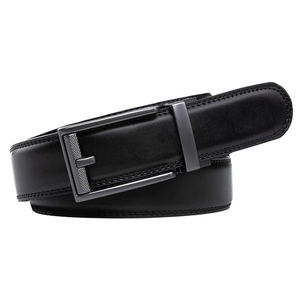 Ceintures en cuir véritable entièrement personnalisées avec logo, prix abordable, boucle en acier, boucle coulissante automatique, largeur 34 mm, pour hommes, en provenance du Pakistan - Product Image 3