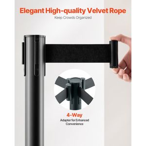6 Pezzi di Barriere Retrattili in Acciaio al Carbonio Nero per Scaffali da Supermercato con Basi Cava Riempibili di Sabbia - Product Image 3