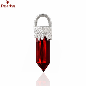 Elegant wholesale custom modern <b>solid</b> 925 sterling <b>silver</b> golden rutile gemstone texture pencil pendant for <b>necklace</b> - Product Image 2