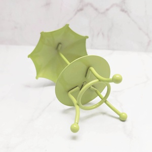 Miniature 1:12 Dollhouse Garden Green Table with Umbrella Decoration Metal Painted for ages 14 and up. - Product Image 1