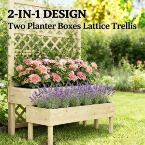 Jardinera Elevada Natural para Jardín, Caja de Plantación, Cercas, Enrejados y Puertas para Exteriores - Product Image 2