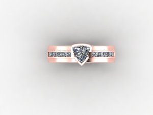 Elegant Ladies Gold Silver <b>Ring</b> With Yellow White Rose Tone Moissanite CVD Colour Stone <b>CZ</b> EGL VVS2 D Trillion Princess 1.50 CTS - Product Image 2