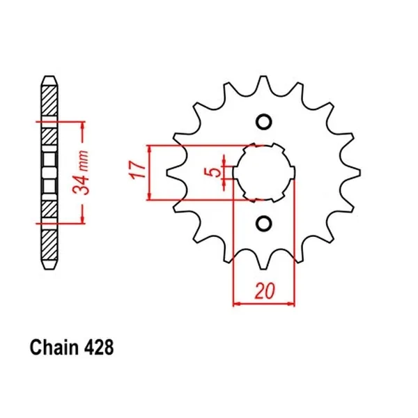 Derbi125 용 오토바이 앞 스프로킷 센다 바하 SM 혼다 CBZ125 F 오토바이 스프로킷 및 체인 세트