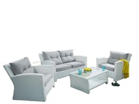 Ensemble de canapés d'extérieur modernes en polyrotin avec coussins en PU pour appartement, parc, centre commercial, hôtel et hôpital
